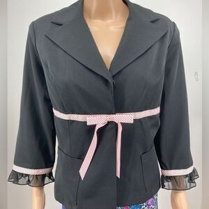 Vintage B.C Mart Women’s Elegant Black Blazer Size 15-16 Made in Korea